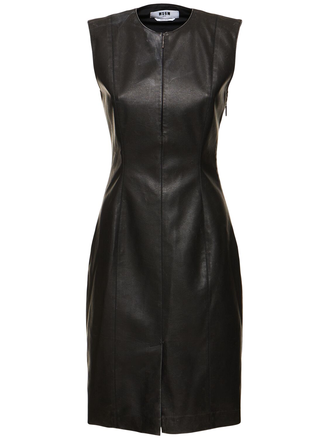 Msgm Faux Leather Midi Dress In Black