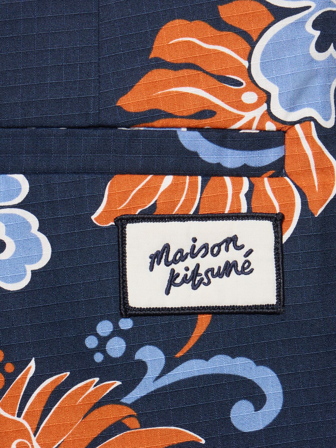 Shop Maison Kitsuné Board Printed Cotton Shorts In Navy
