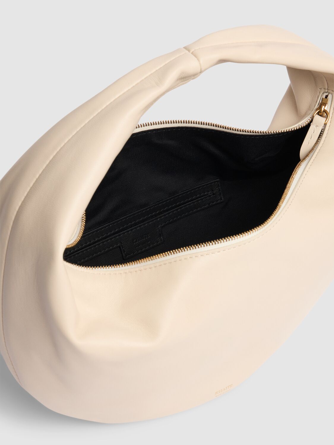 Shop Khaite Medium Olivia Hobo Leather Shoulder Bag In Off White