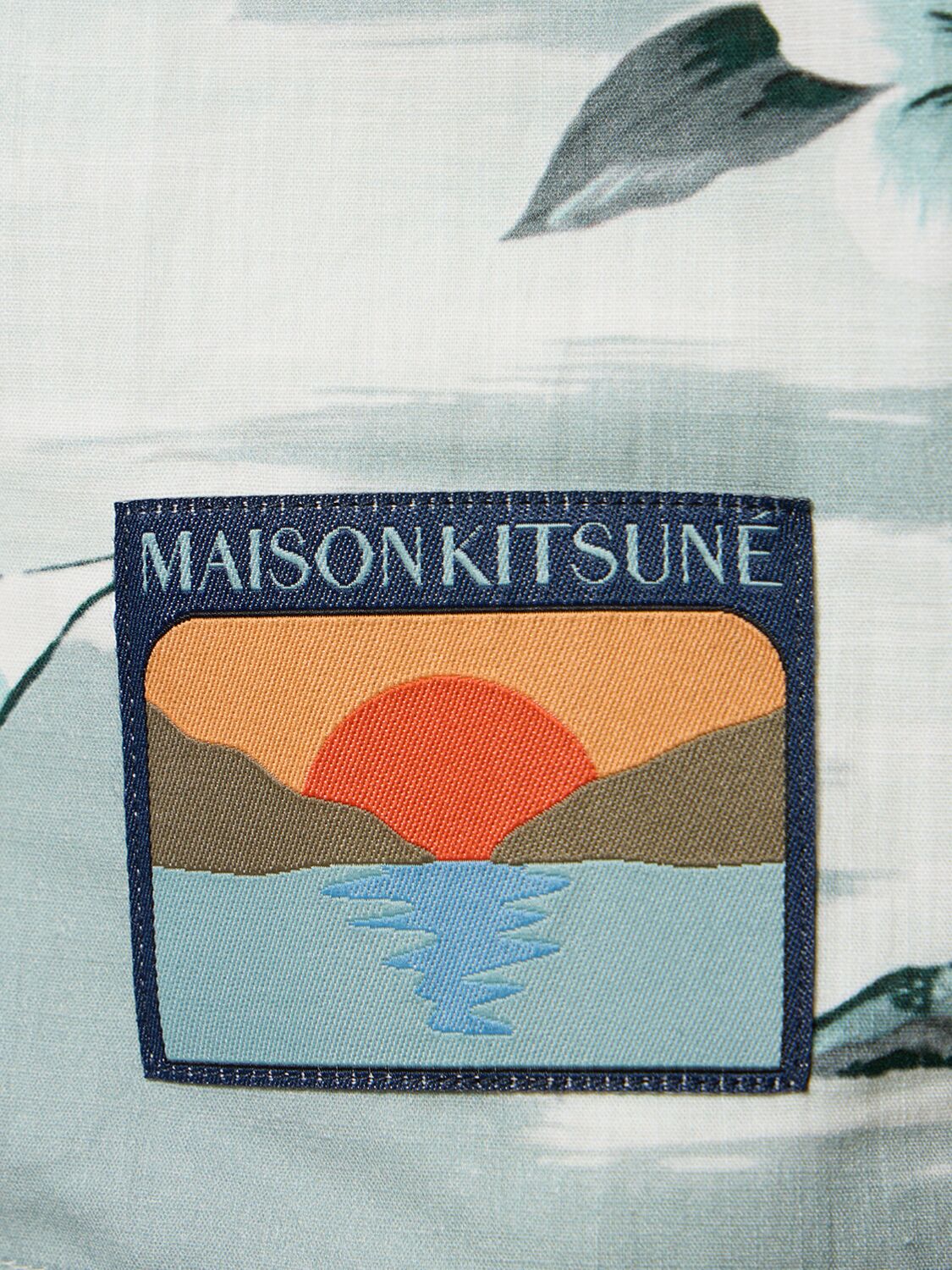 Shop Maison Kitsuné Printed Cotton Short Sleeve Shirt In Seafoam Design
