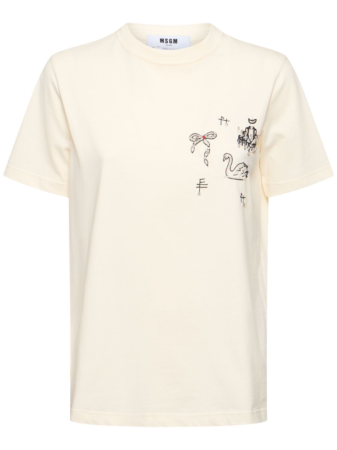 Msgm Embellished T-shirt In White