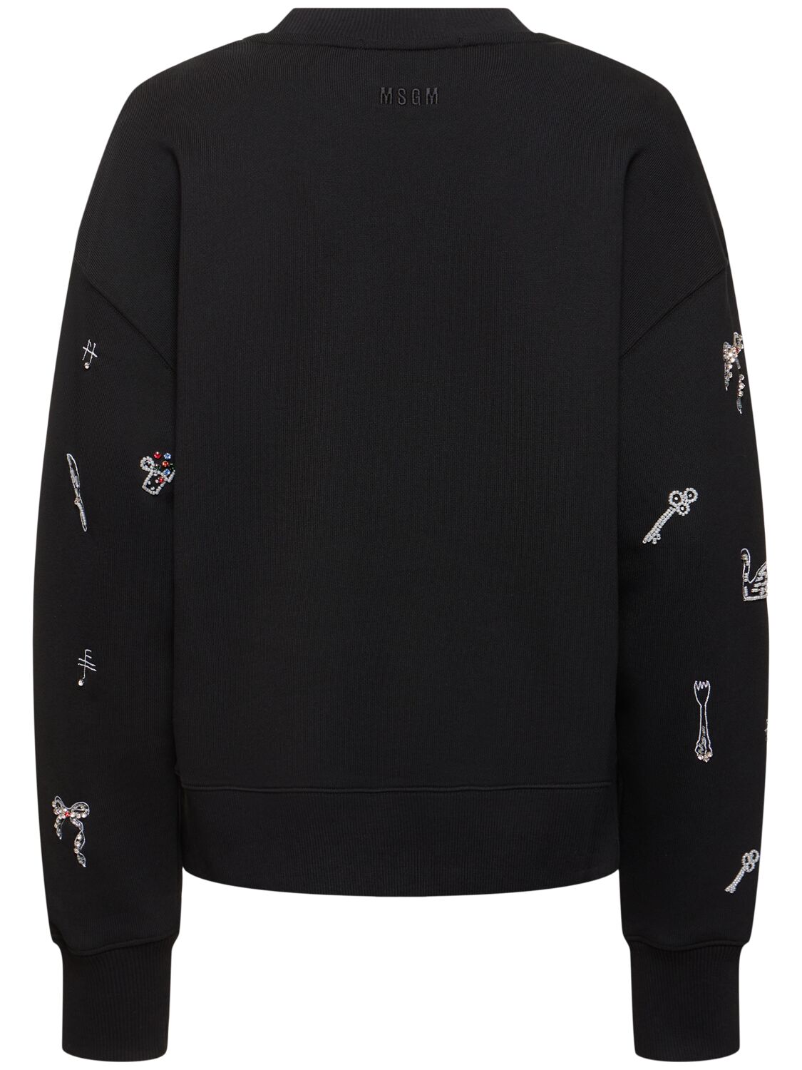 Shop Msgm Embellished Crewneck Sweatshirt In Multi/black