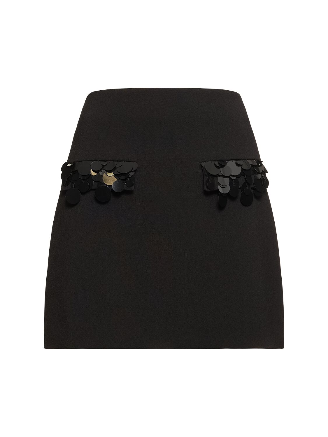 Msgm Double Crepe Cady Mini Skirt W/sequins In Black