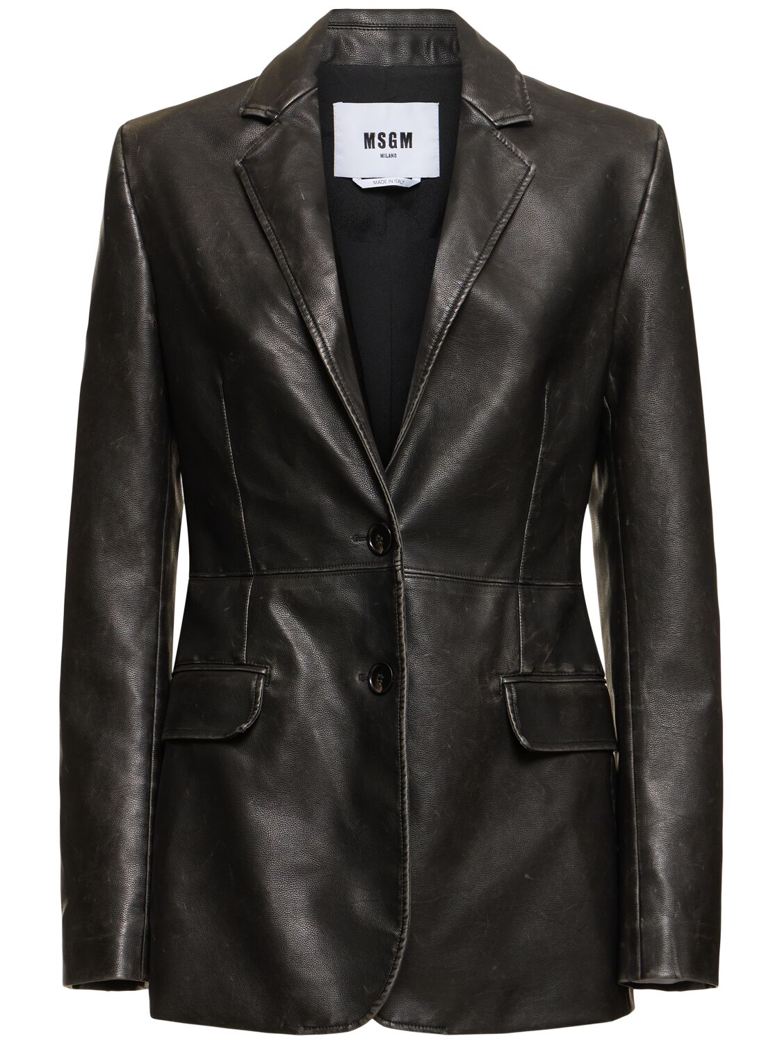 Msgm Faux Leather Jacket In Black