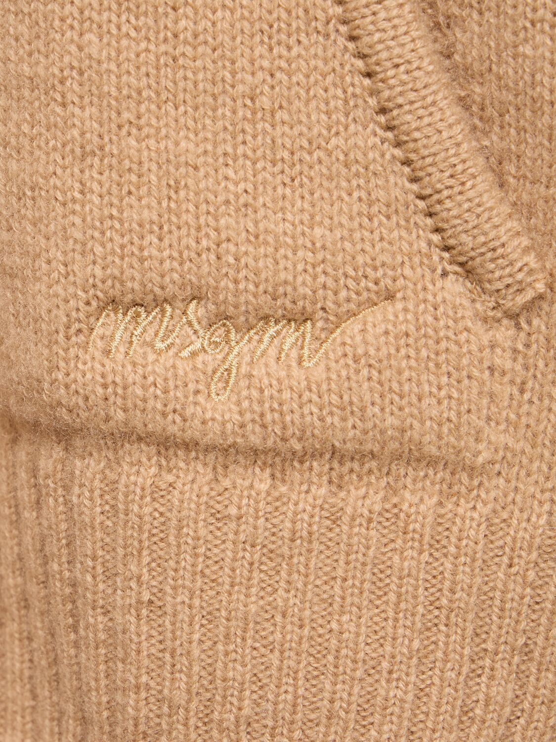 Shop Msgm Wool Blend Knit Hoodie In Camel