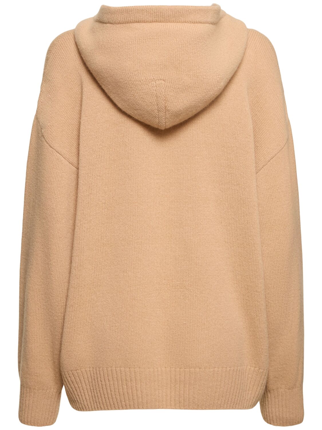 Shop Msgm Wool Blend Knit Hoodie In Camel