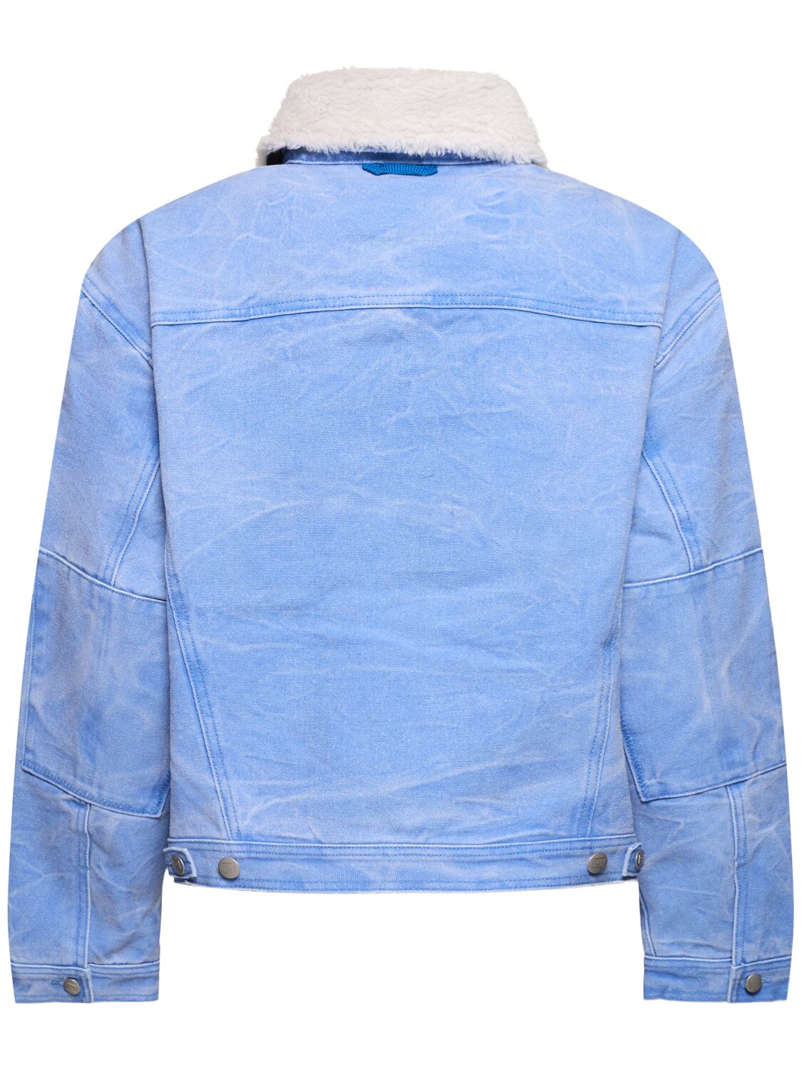 Shop Acne Studios Garment Dyed Cotton Canvas Padded Jacket In Light Blue