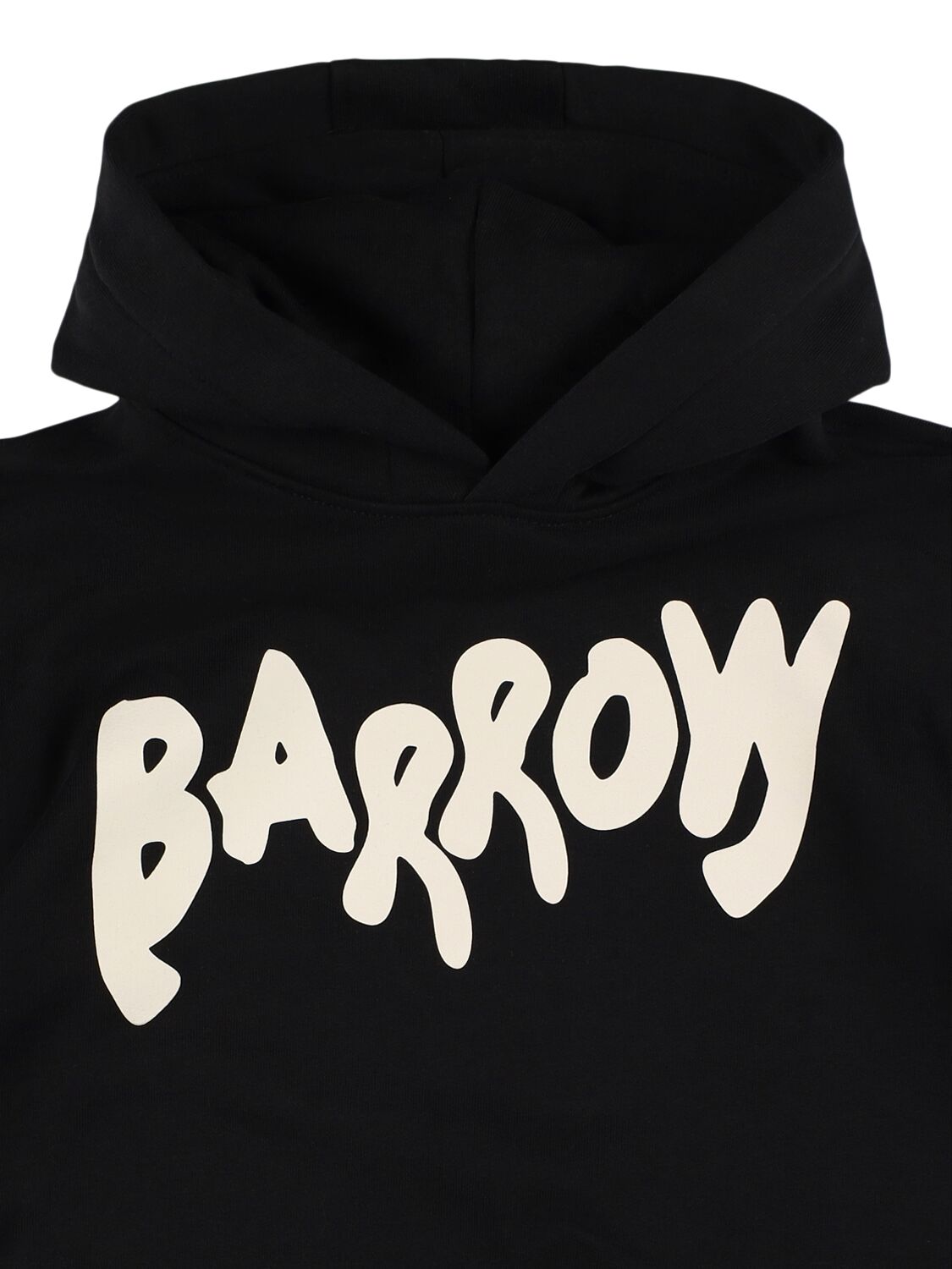 Shop Barrow Printed Cotton Hoodie In Black