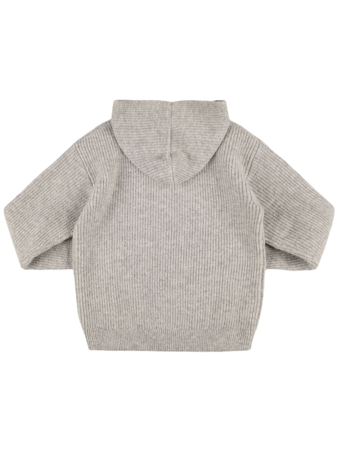 Shop Msgm Acrylic Blend Knit Hooded Sweater In Grey