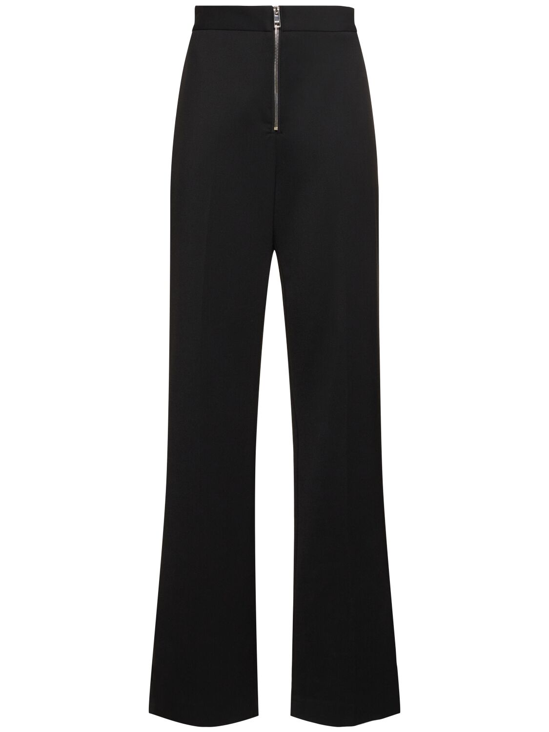 Msgm Wool Blend Straight Pants W/ Zip In Black