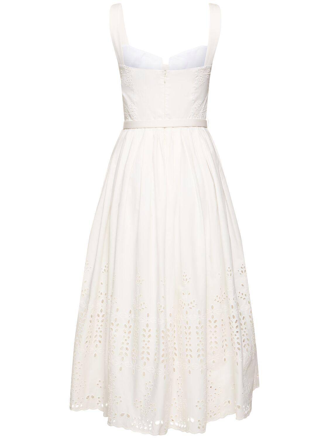 Shop Self-portrait Embroidered Cotton Midi Dress In White