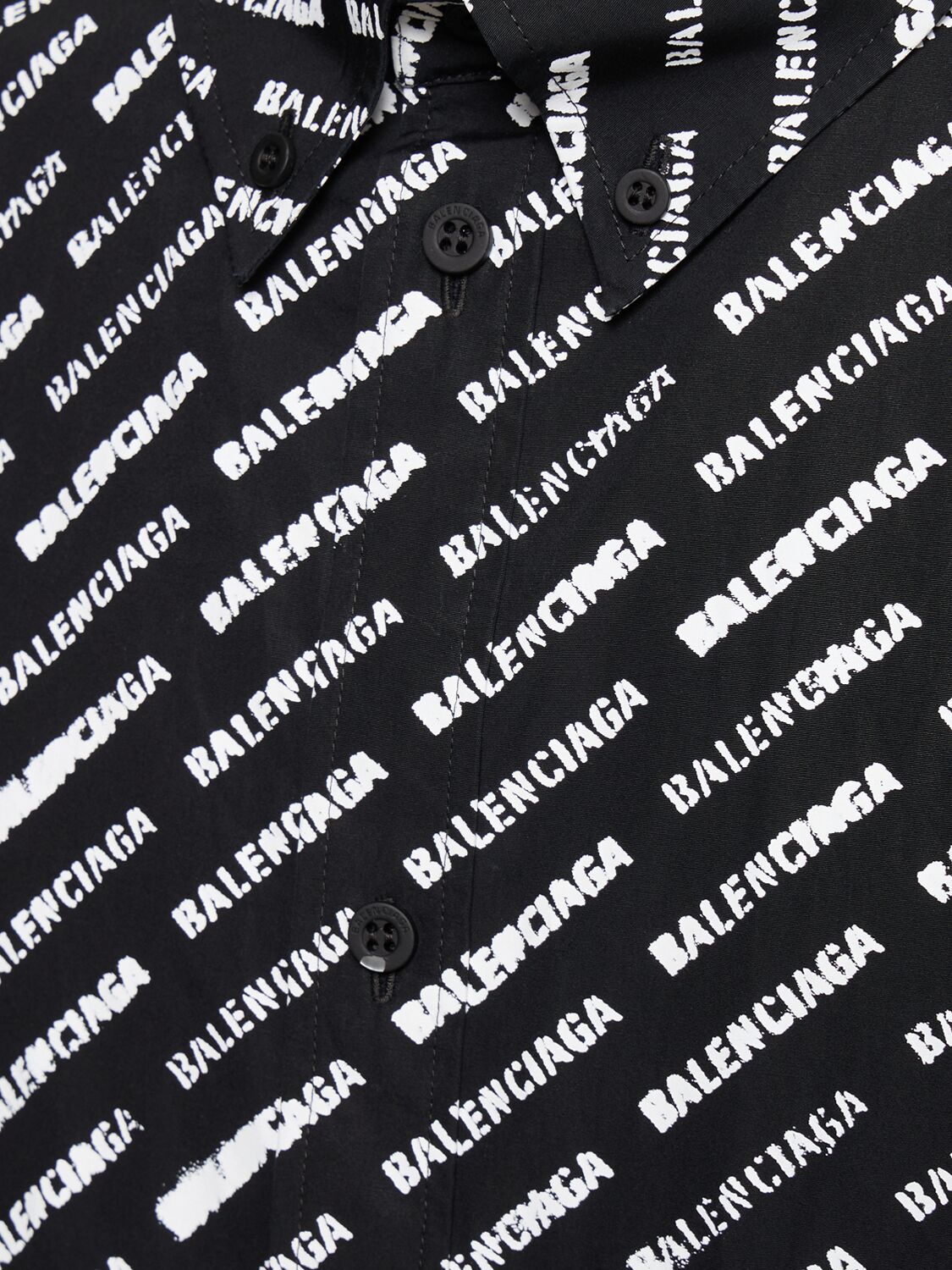 Shop Balenciaga Stencil Large Cotton Shirt In Black,white