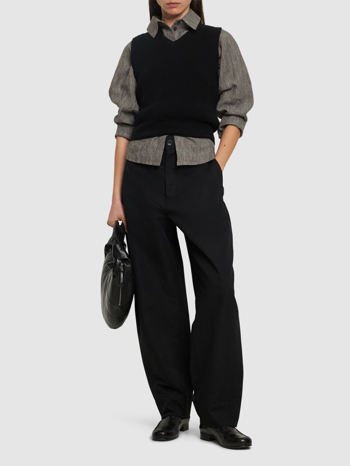 Shop Soeur Alouette Cotton Wide Pants In Black