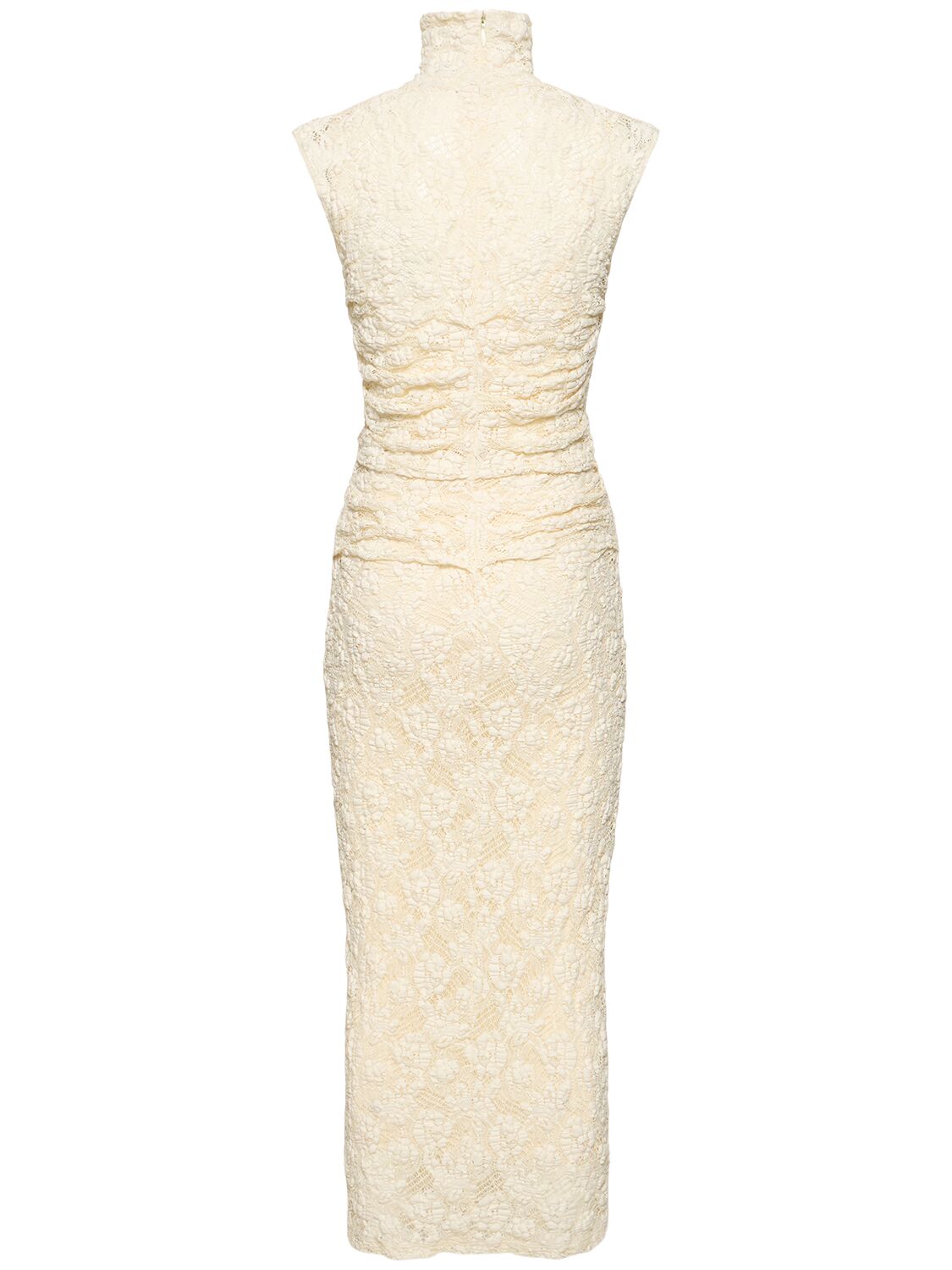 Msgm Openwork Turtleneck Long Dress In White