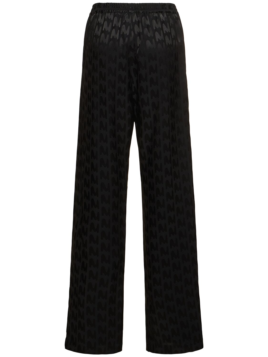 Shop Msgm Monogram Fluid Viscose Straight Pants In Black