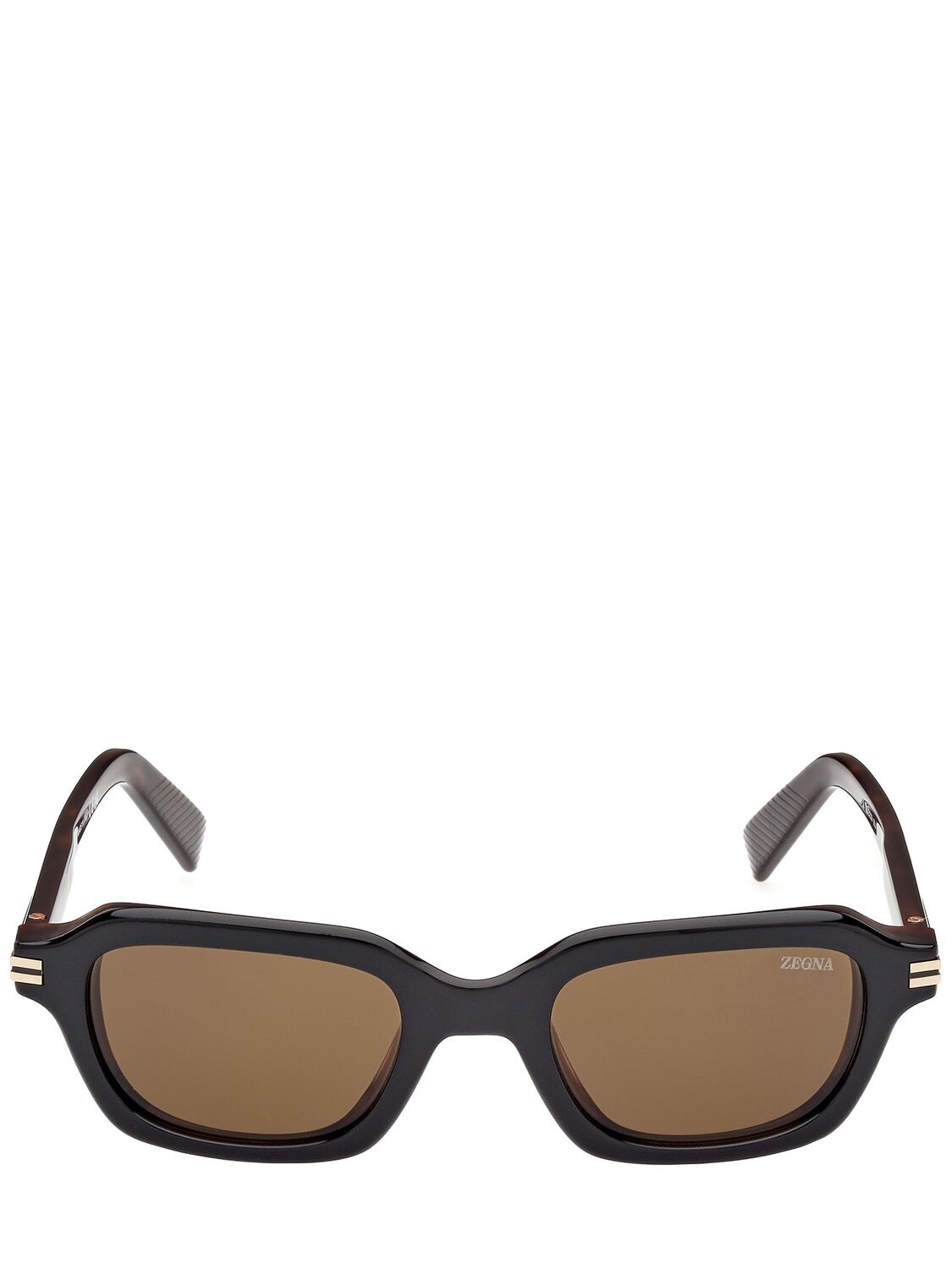 Zegna Squared Sunglasses In Black,brown