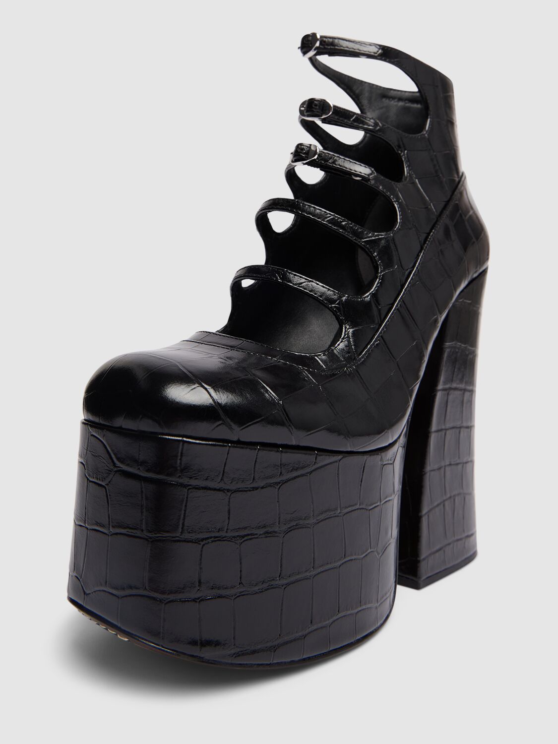 Shop Marc Jacobs The Kiki Leather Platform Heels In Black
