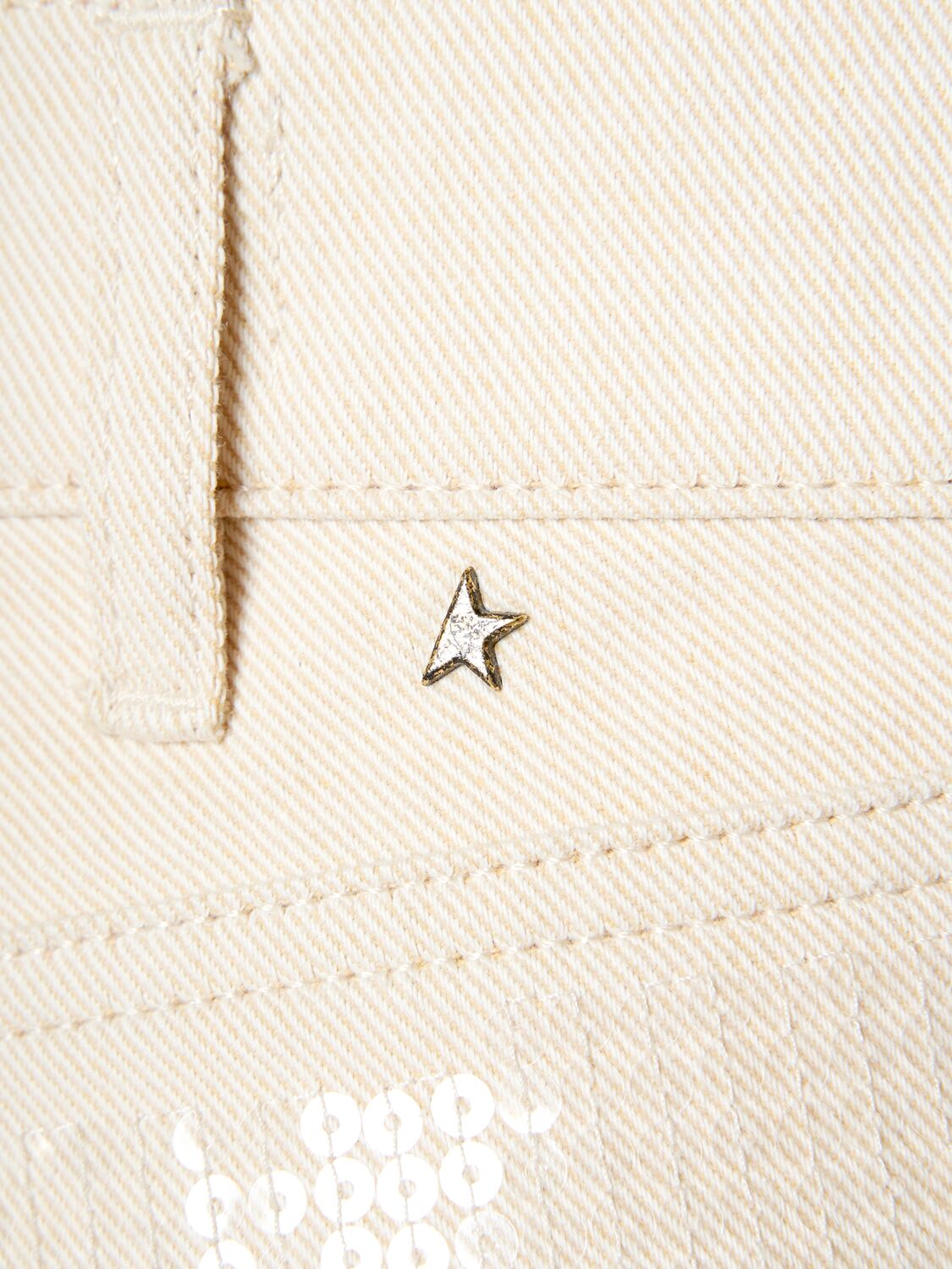 Golden Goose Ecru Denim With Star Studs In Ecru