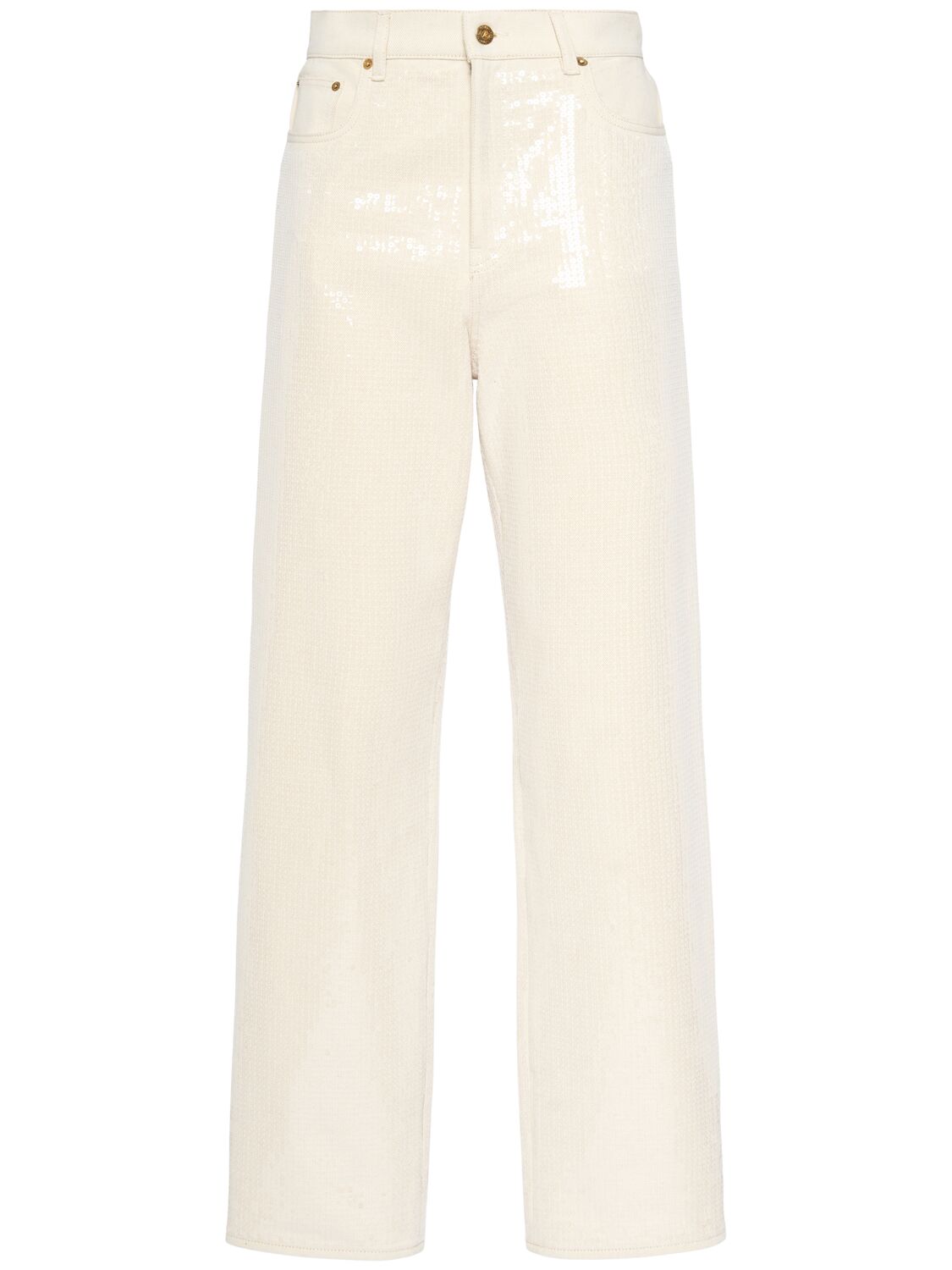 Golden Goose Journey Kim Denim Jeans W/ Sequins In Ecru