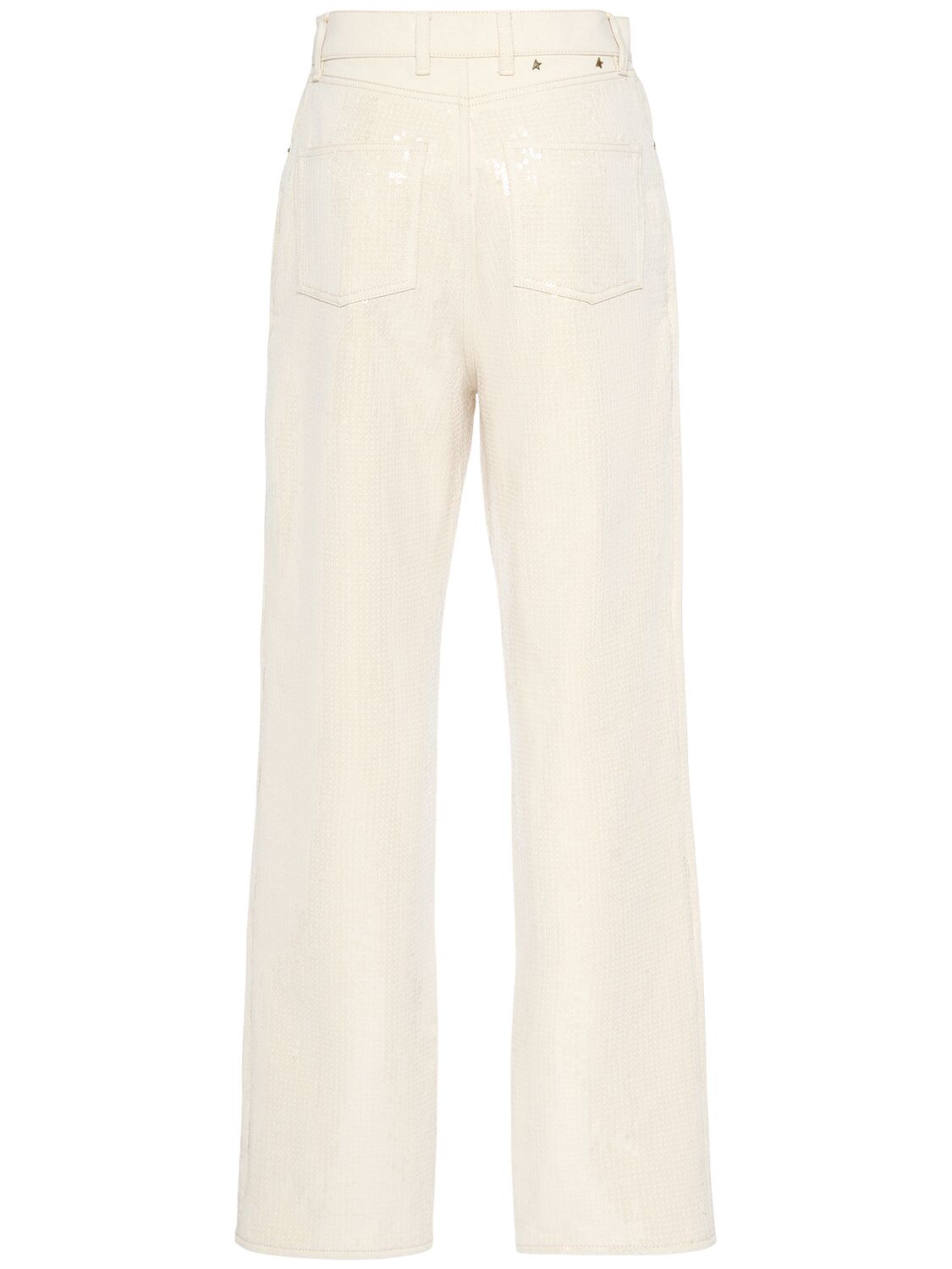 Golden Goose Ecru Denim With Star Studs In Ecru