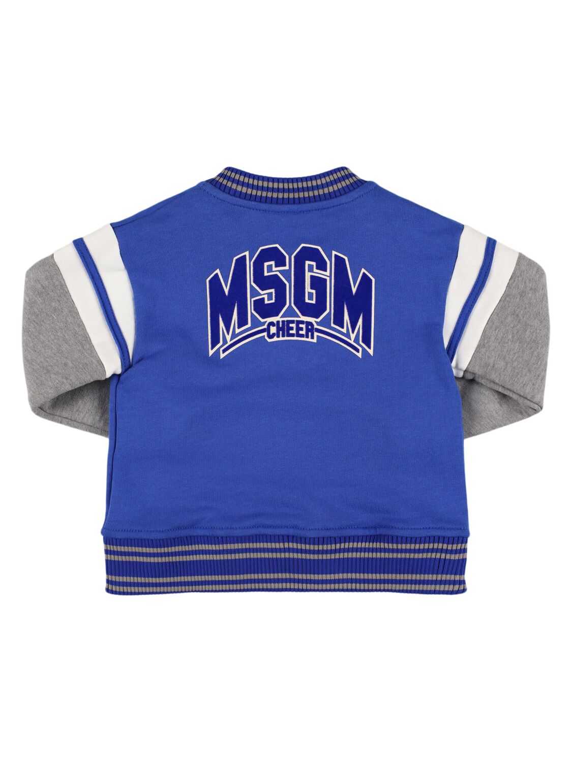 Shop Msgm Cotton Bomber Jacket In Blue