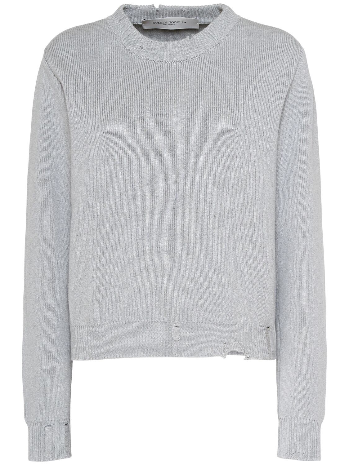 Golden Goose Golden Cotton Knit Crewneck Sweater In Grey