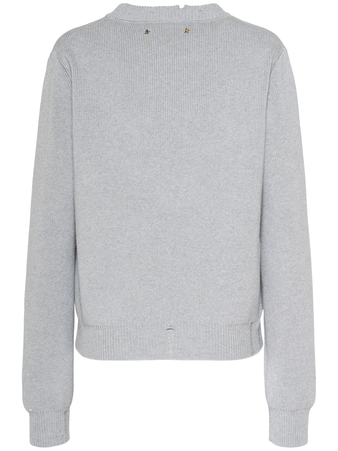 Shop Golden Goose Golden Cotton Knit Crewneck Sweater In Grey