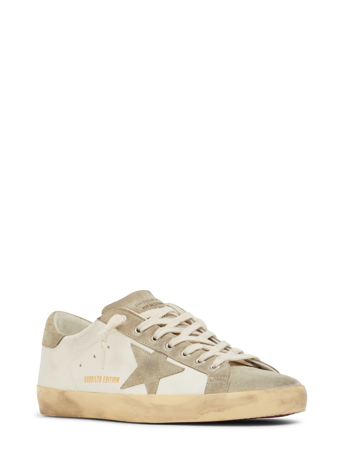 Shop Golden Goose Super Star Leather Sneakers In White/ice