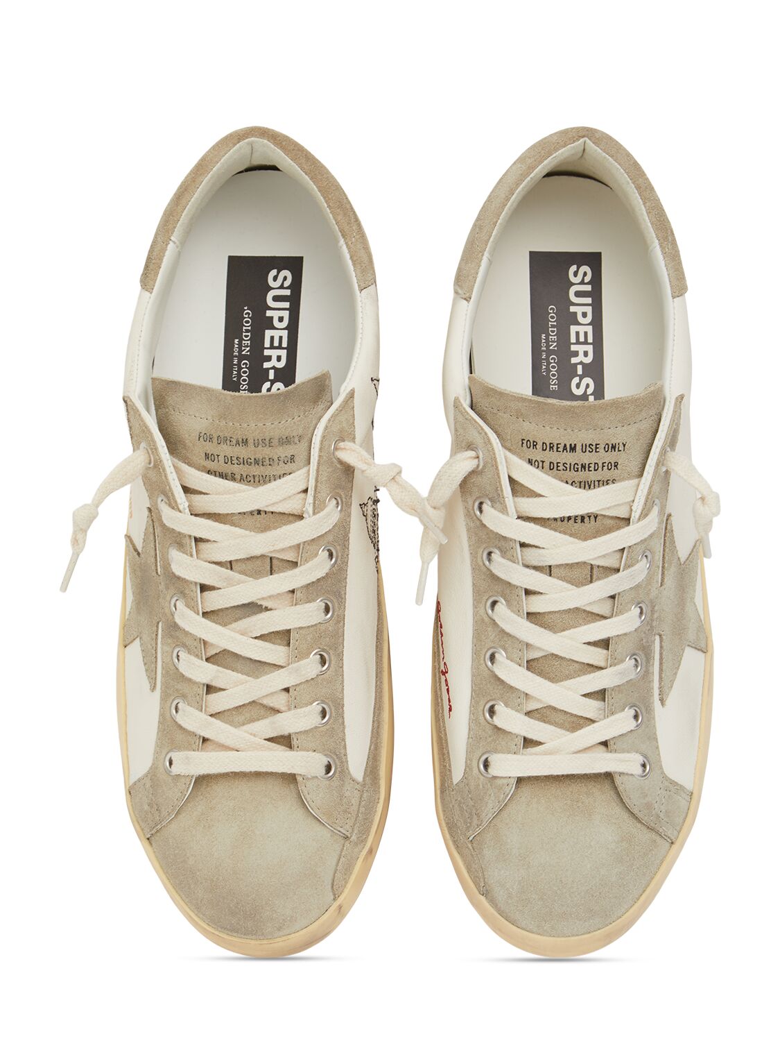 Shop Golden Goose Super Star Leather Sneakers In White/ice