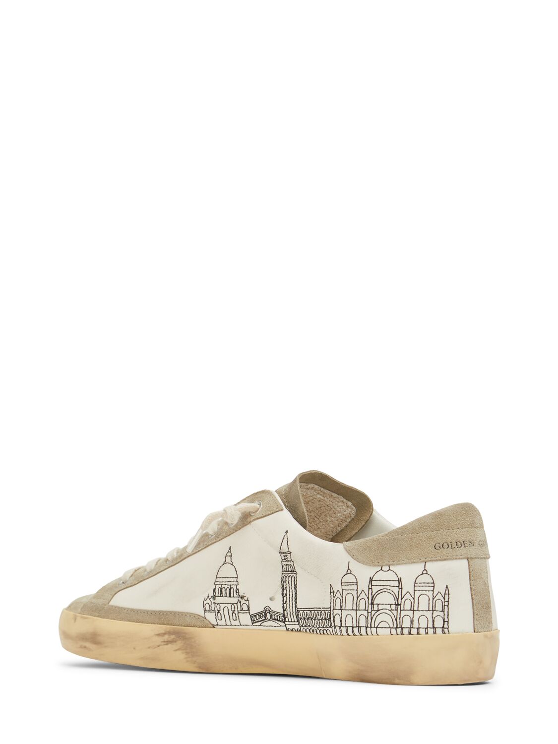 Shop Golden Goose Super Star Leather Sneakers In White/ice