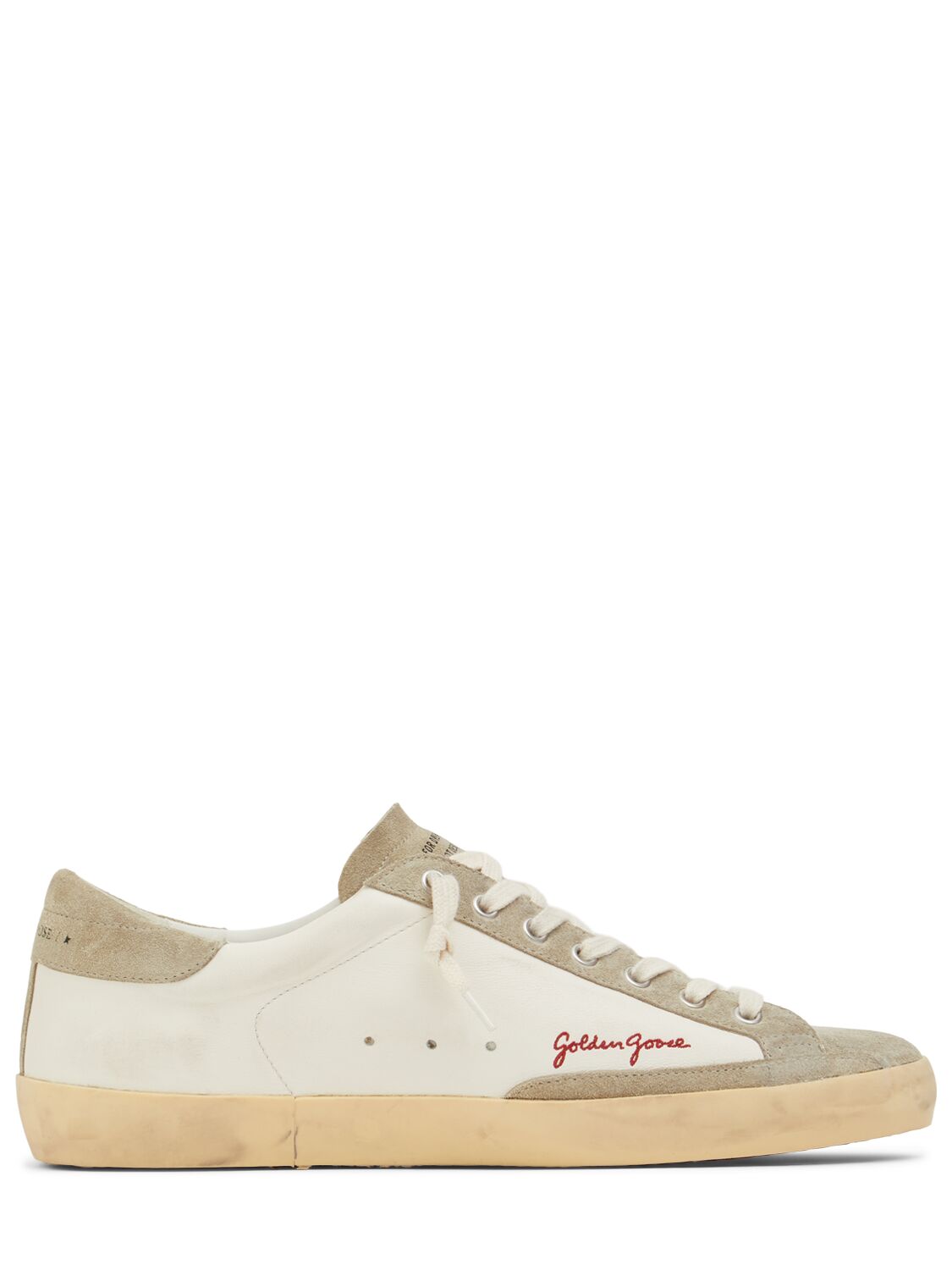 Shop Golden Goose Super Star Leather Sneakers In White/ice