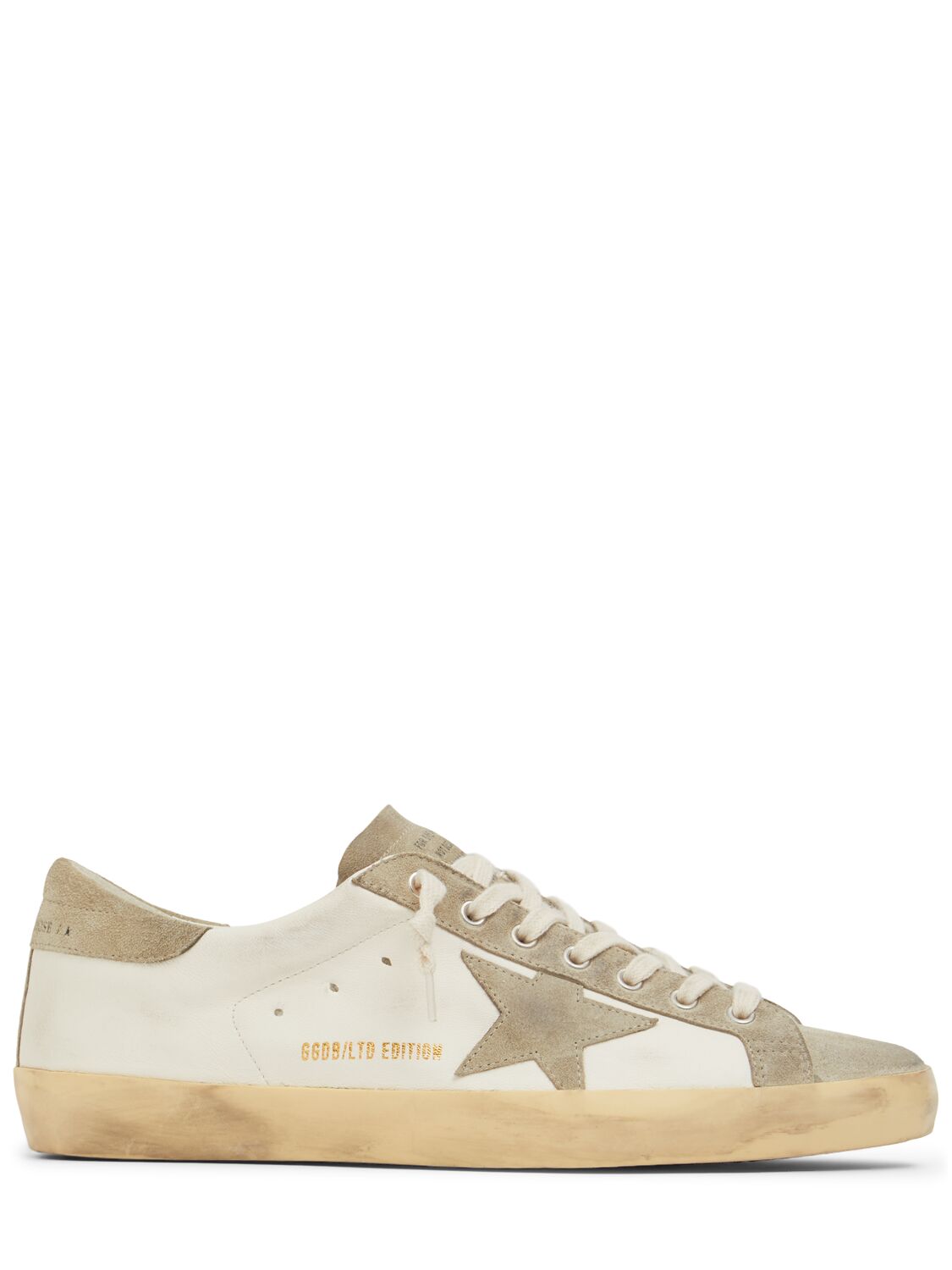 Golden Goose Super Star Leather Sneakers In White/ice