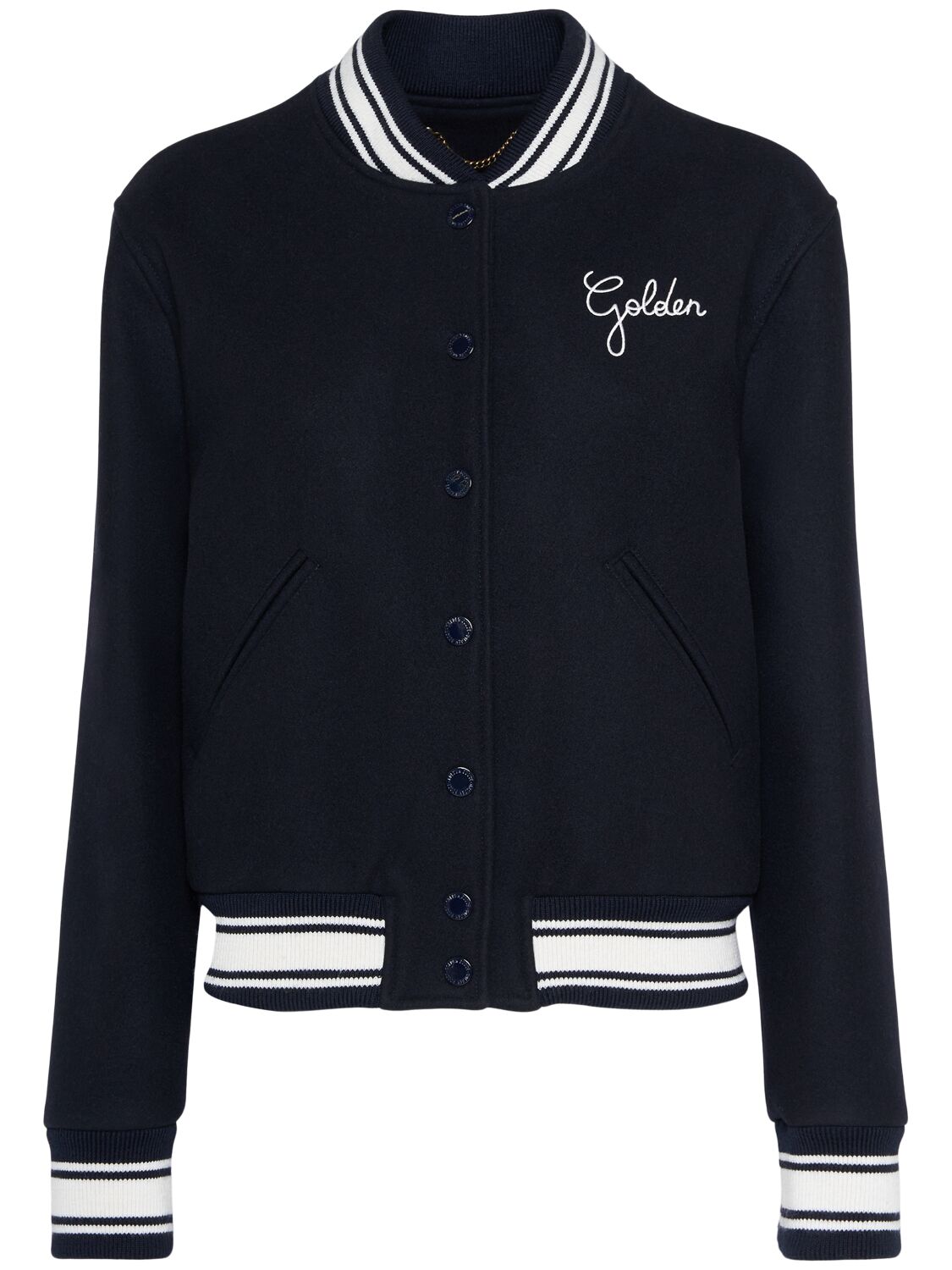 Golden Goose Golden Wool Bomber Jacket In Dark Blue