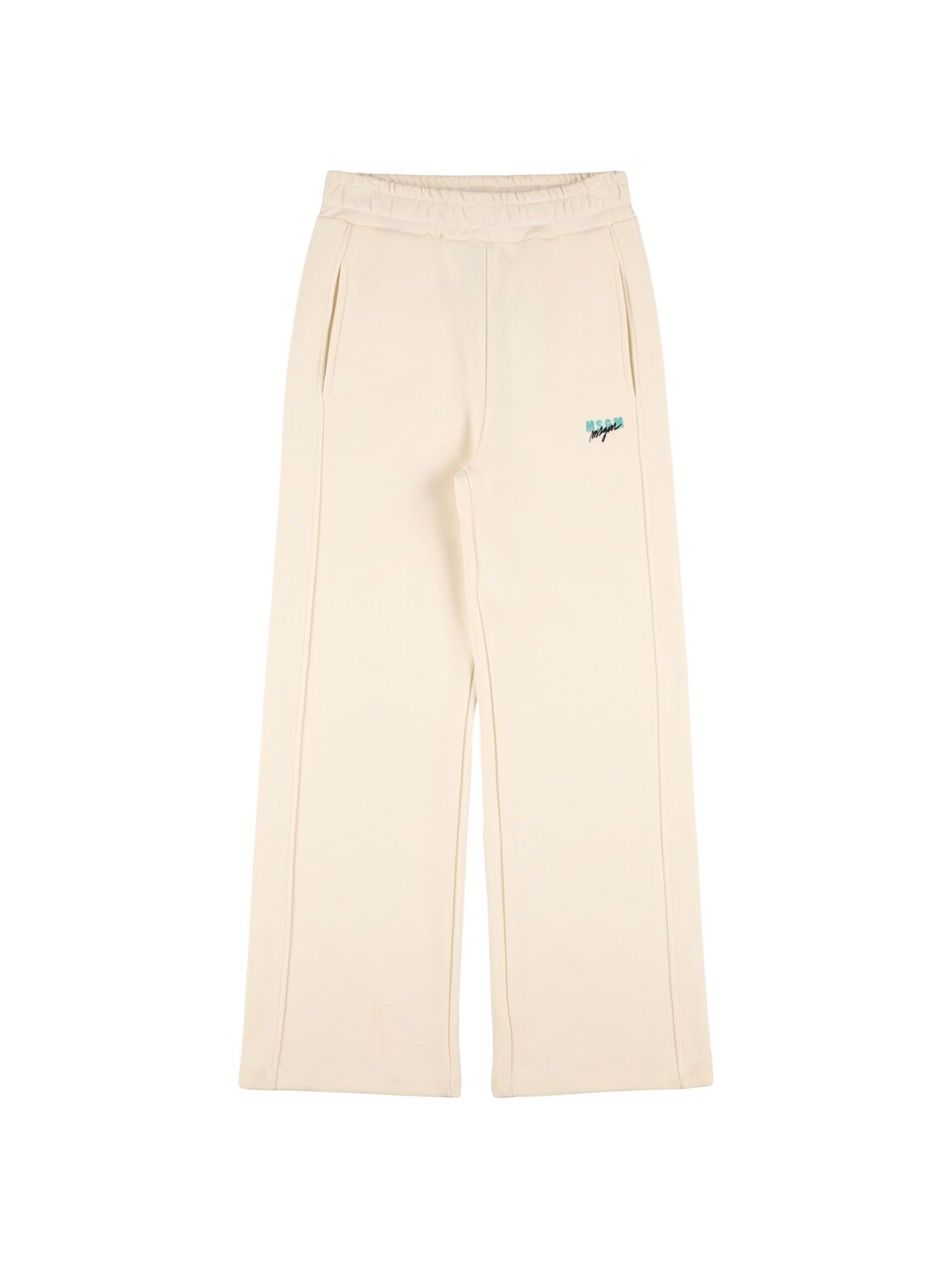 Msgm Ribbed Knit Flared Pants In White