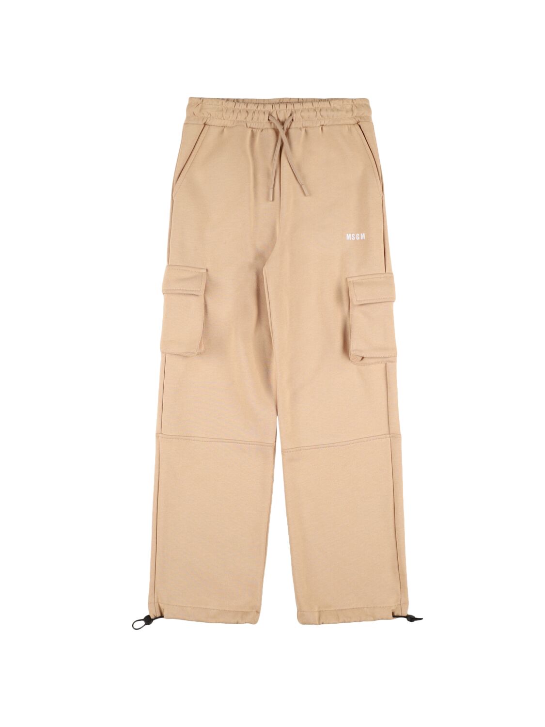 Msgm Cotton Sweat Cargo Pants In Neutral