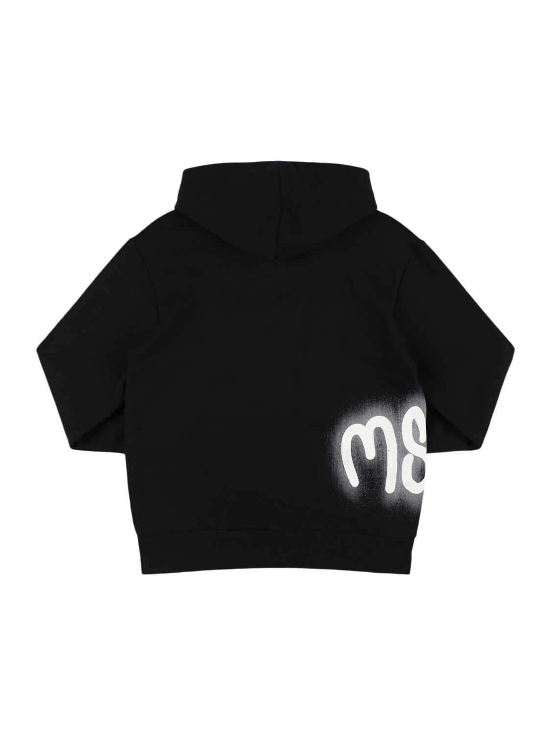 Shop Msgm Printed Cotton Zipped Hoodie In Black