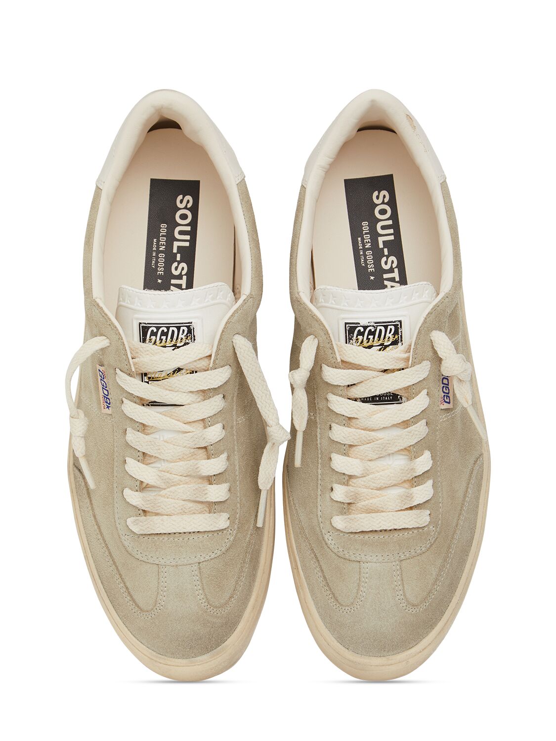 Shop Golden Goose Soul-star Suede Sneakers In Taupe/milk