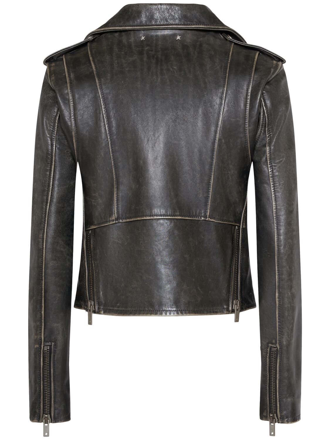 Shop Golden Goose Golden Chiodo Bull Leather Jacket In Black