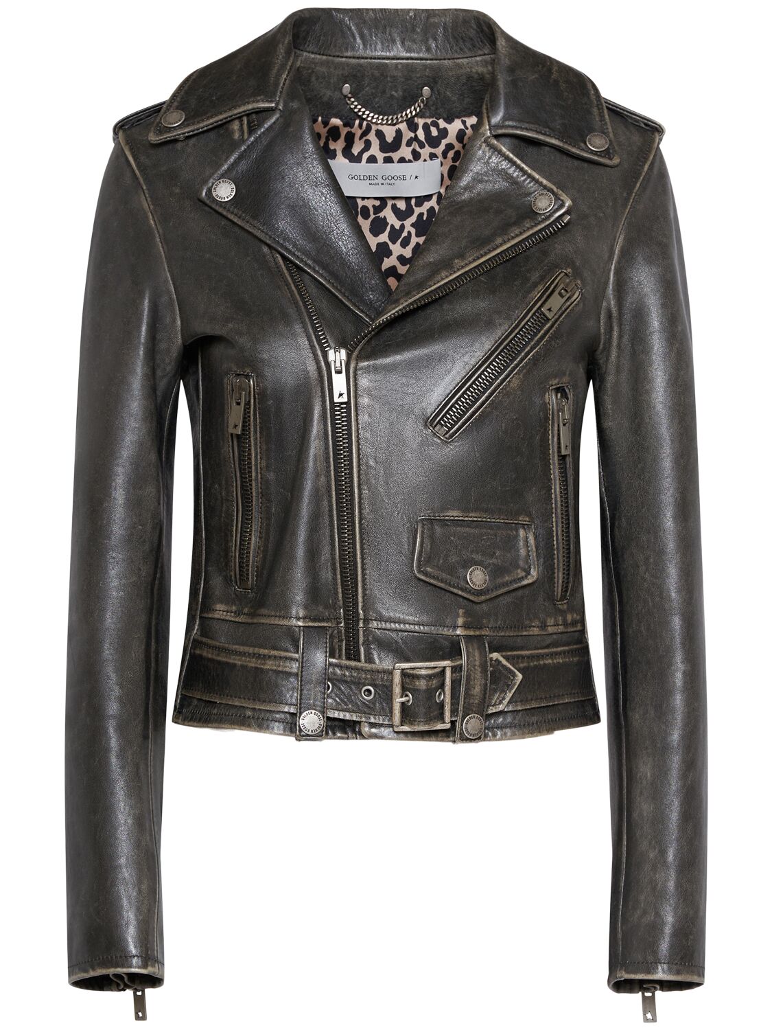 Golden Goose Golden Chiodo Bull Leather Jacket In Black