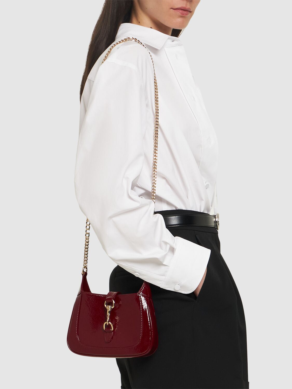 Shop Gucci Mini  Jackie Notte Shoulder Bag In Rosso Ancora