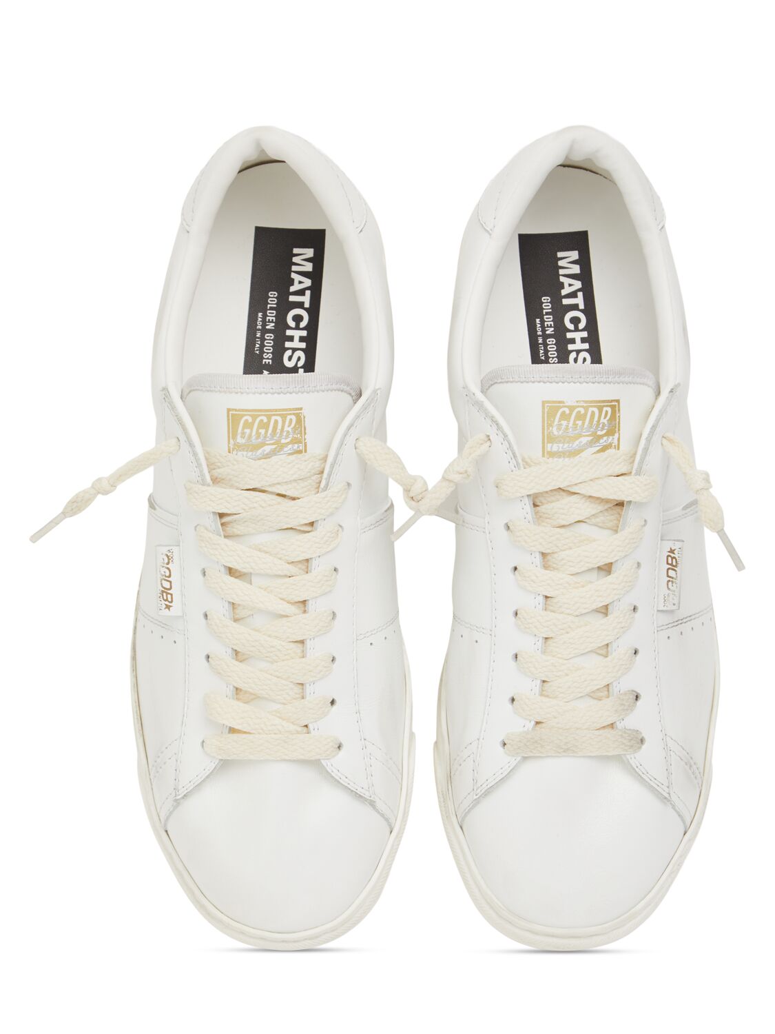 Shop Golden Goose Matchstar Shiny Leather Sneakers In Optic  White