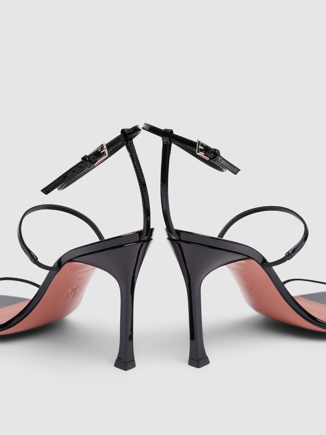 Shop Amina Muaddi 95mm Maya Patent Leather Sandals In Black