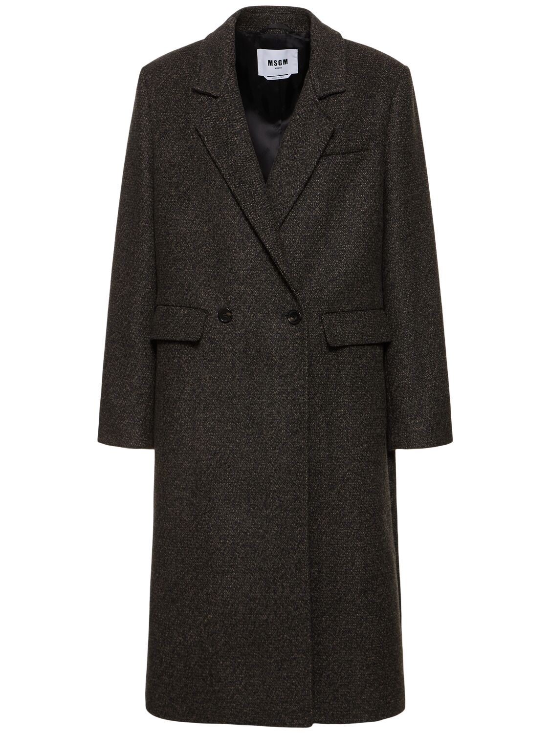 Msgm Salt & Pepper Coat In Grey