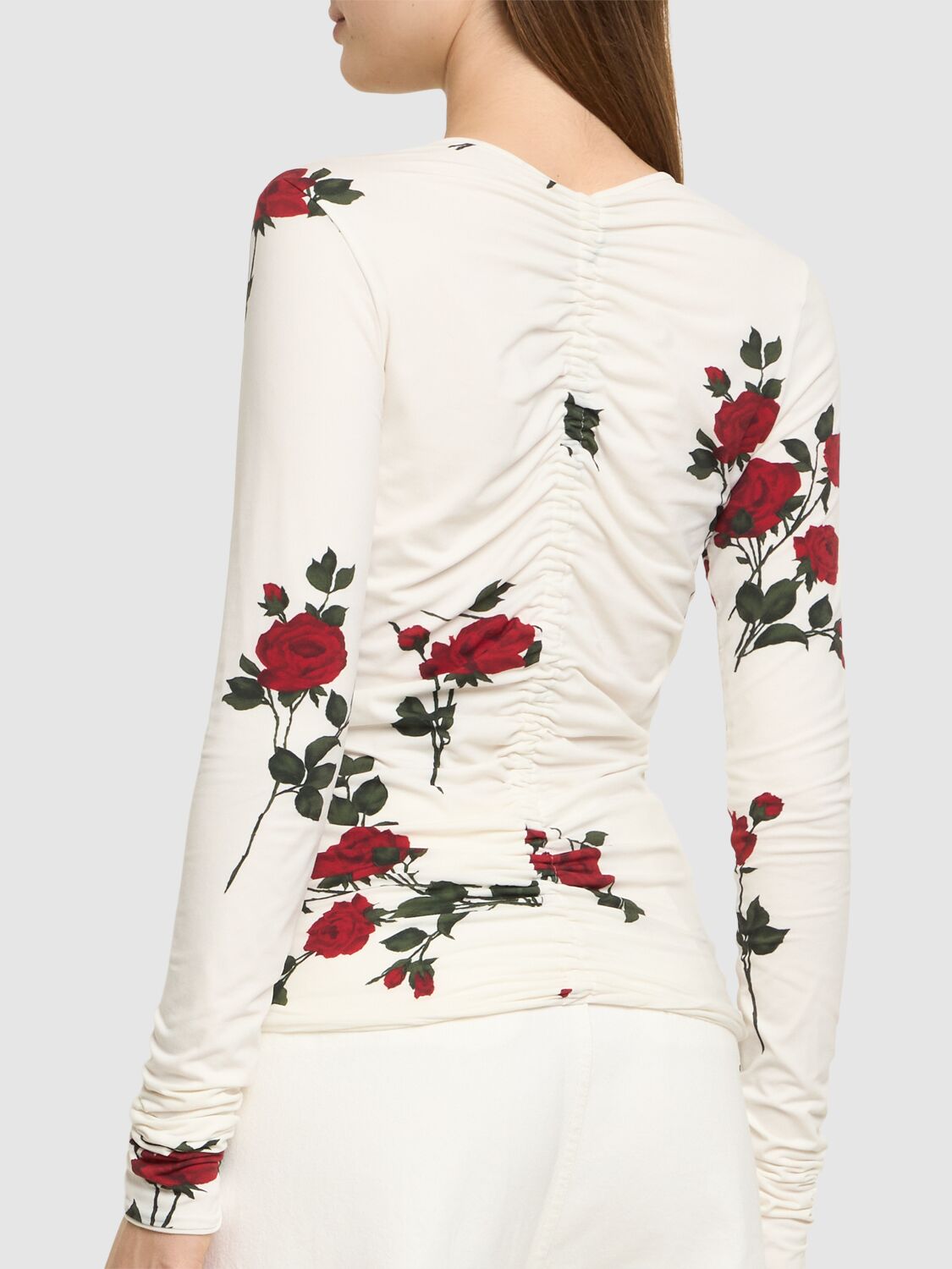 MAGDA BUTRYM ROSE PRINTED JERSEY LONG SLEEVE TOP 