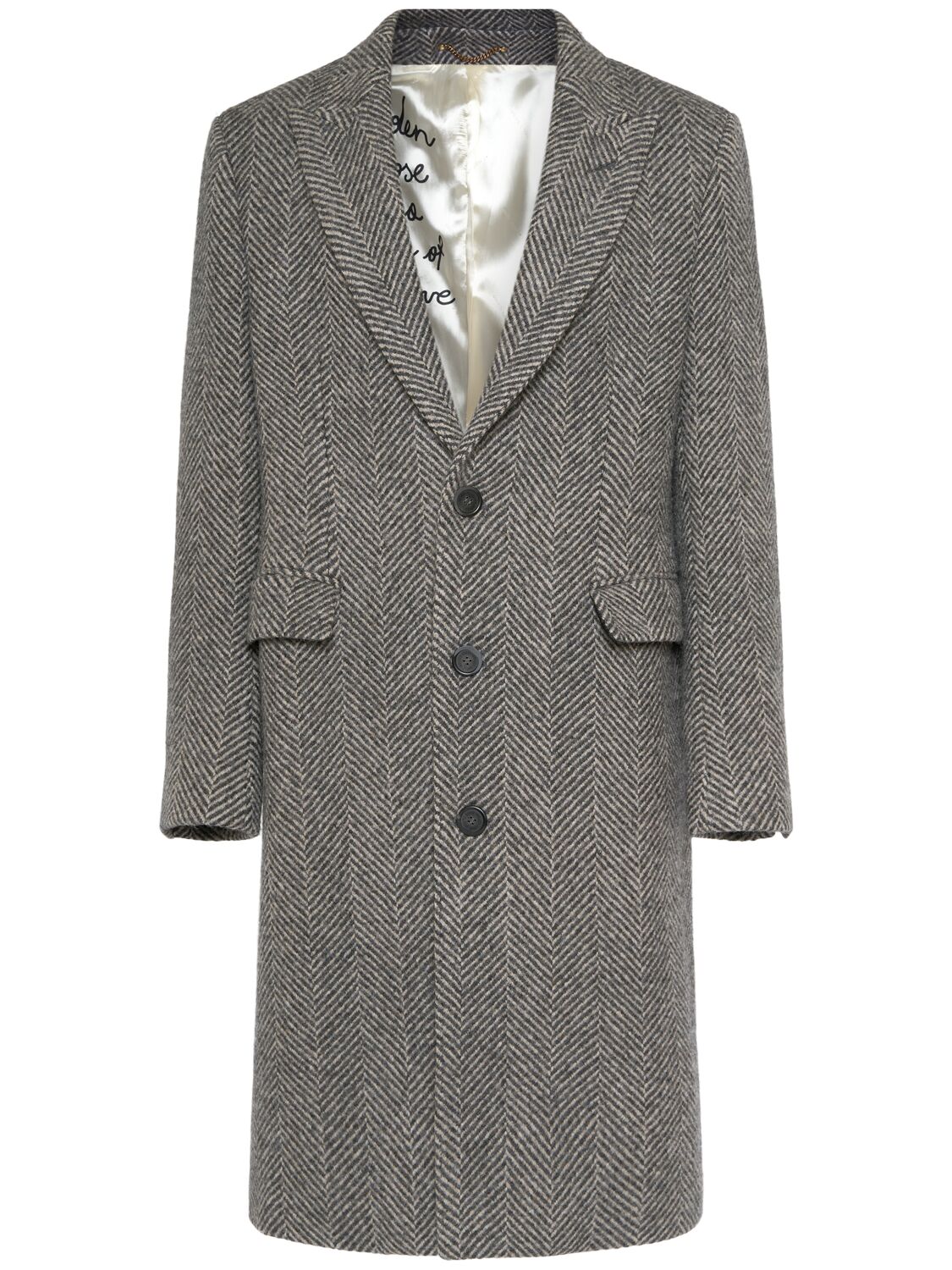 Shop Golden Goose Golden Virgin Wool Single Breasted Coat In Anthracite