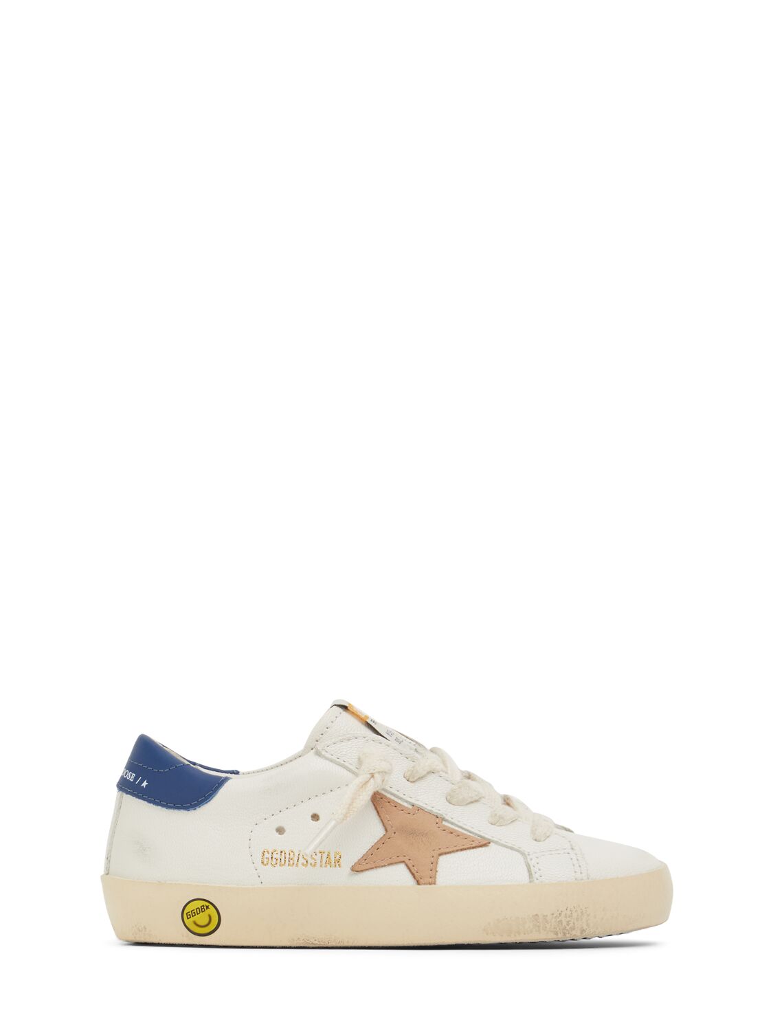 Golden Goose Super Star Leather Sneakers In White/blue