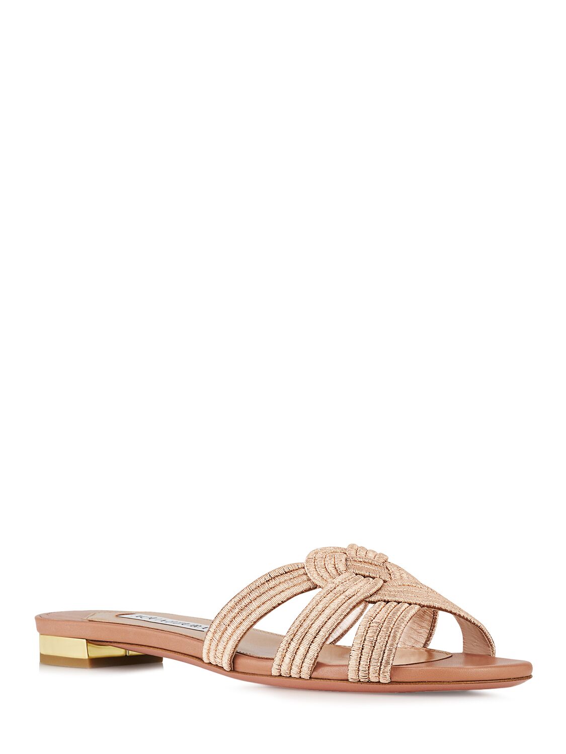 Shop Aquazzura 10mm Felix Leather Flats In Powder Pink