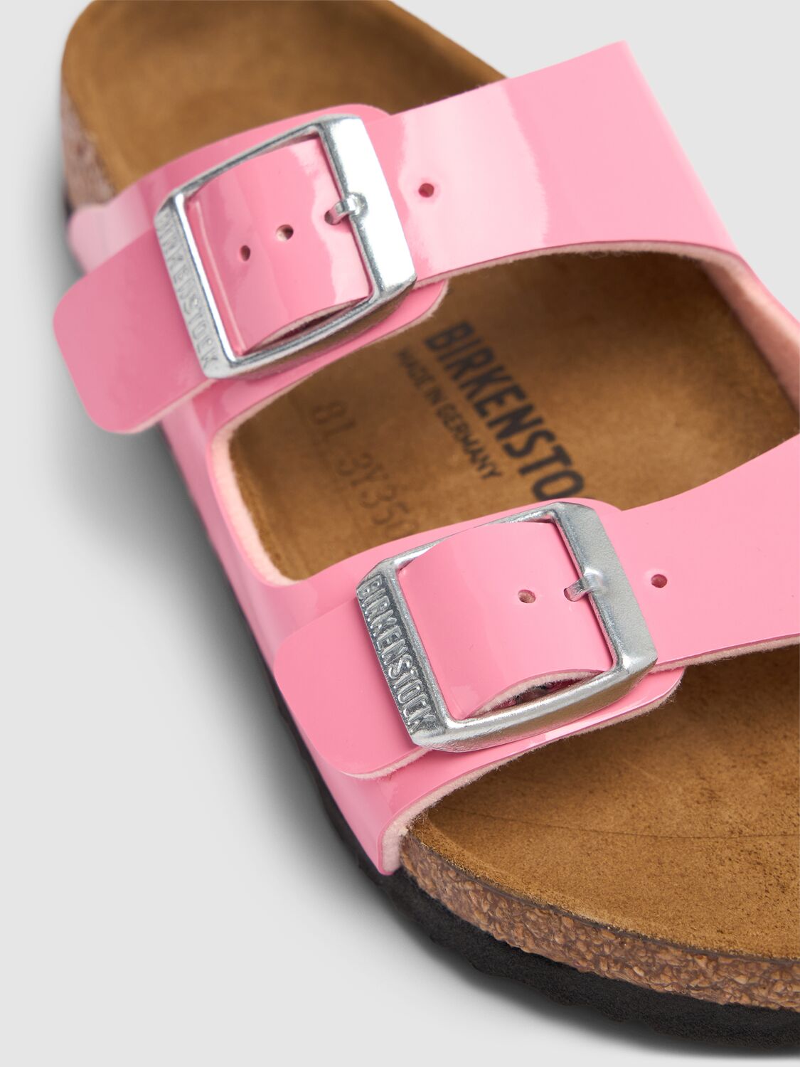 Shop Birkenstock Patent Arizona Faux Leather Sandals In Pink