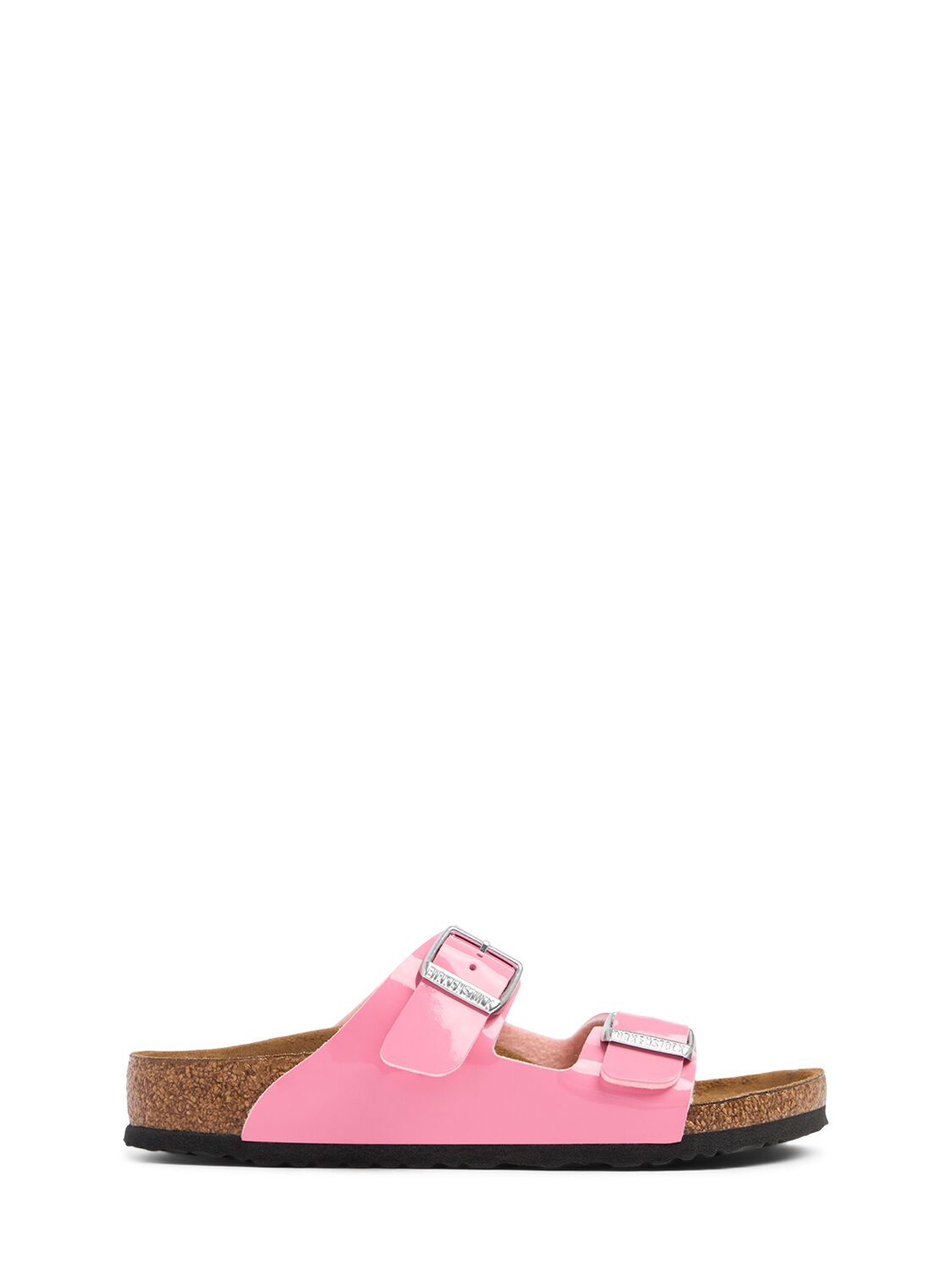 Shop Birkenstock Patent Arizona Faux Leather Sandals In Pink