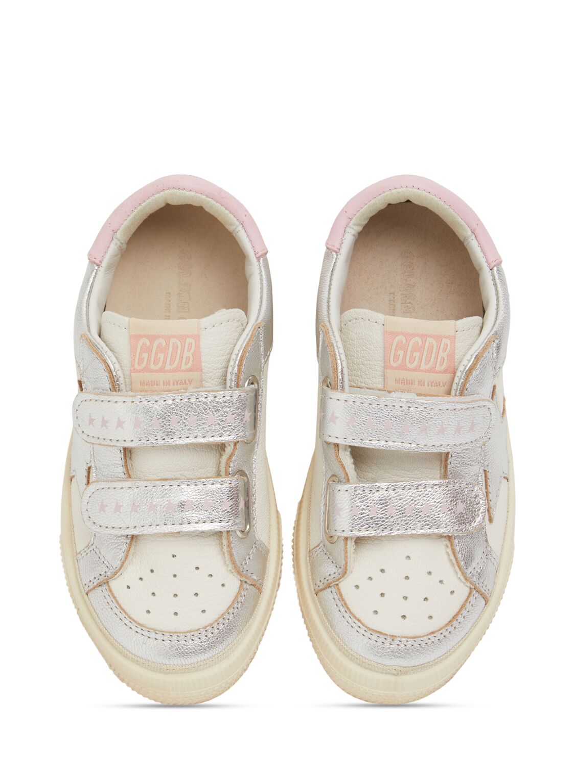 GOLDEN GOOSE MAY SCHOOL LAMINATED LEATHER SNEAKERS 